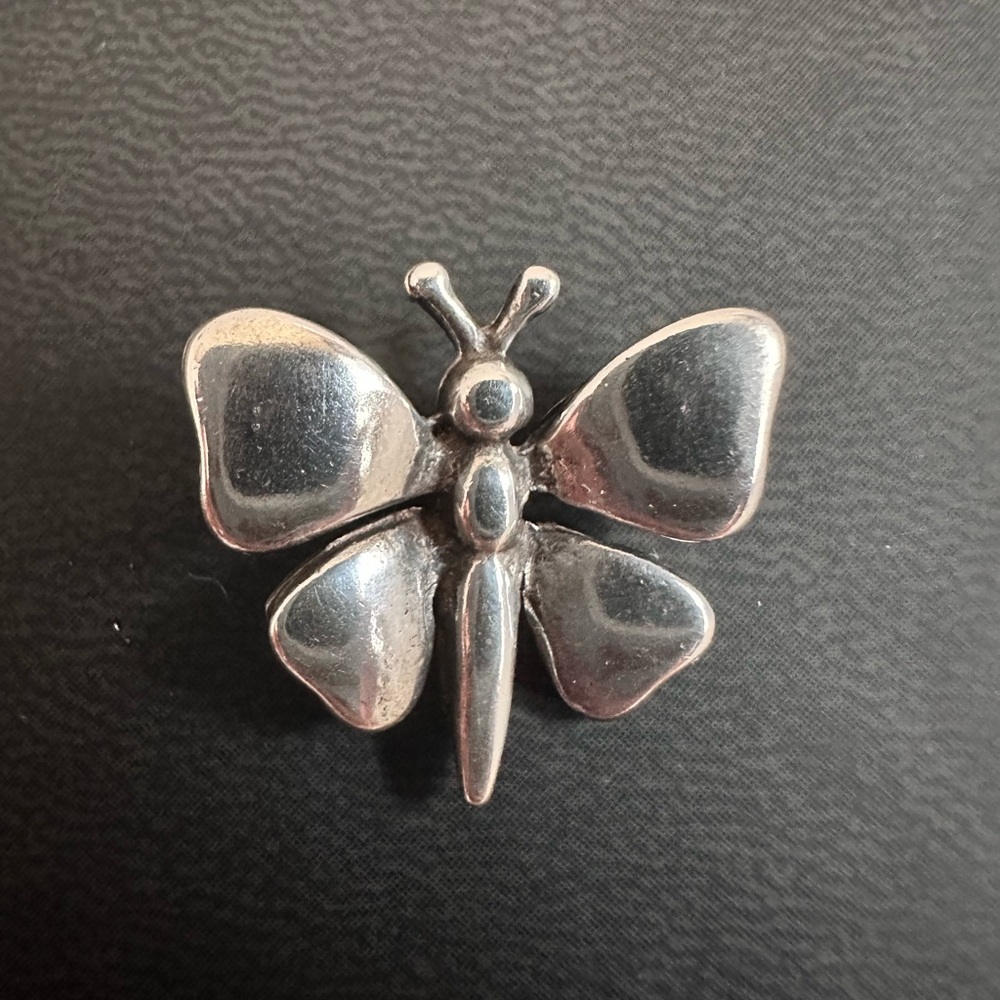 Silver Butterfly Puff Pendant